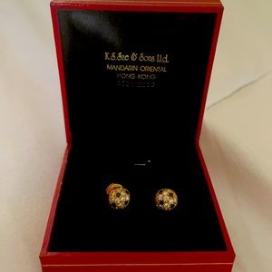 18k Gold Diamond + Sapphire Women’s Pave Earrings